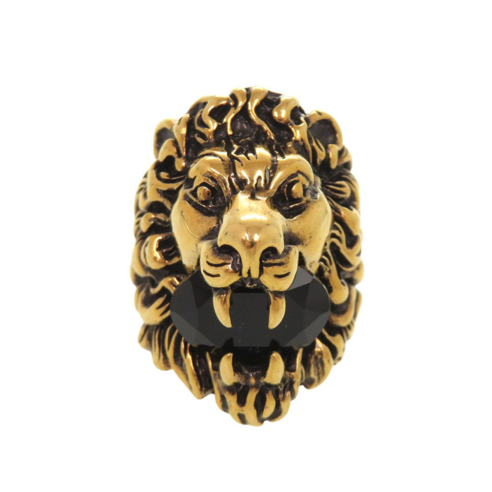 Gucci Lion Head Metal Stone #13 Gold Ring 0362GUCCI
